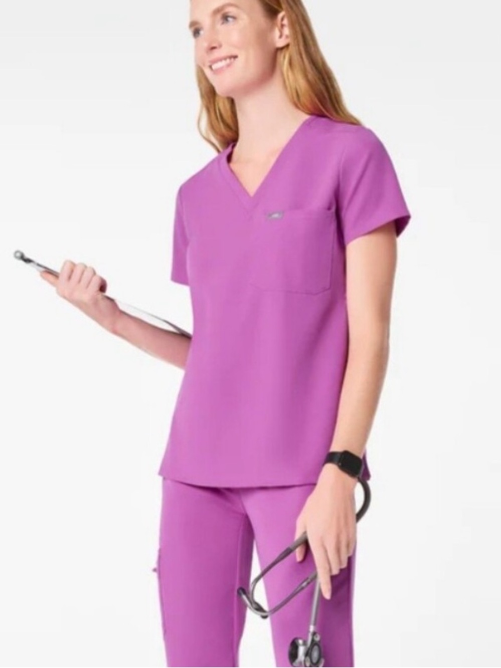 Women’s Figs Catarina Scrub Top - Pink Cloud - M - NWT